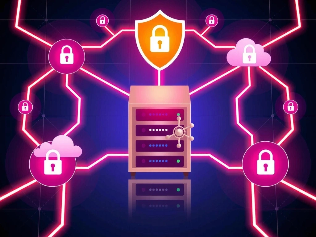 Illustration of secure data sharing between entities with encrypted connections